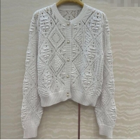 Top Quality Dior Cotton Knit Cardigan DR120244 White 2025