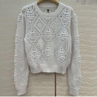 Luxury Cheap Dior Cotton Knit Sweater DR120244 White 2025