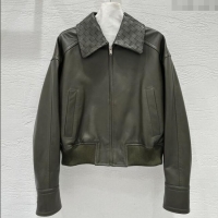 Top Grade Bottega Veneta Lambskin Leather Jacket BV120263 Green 2025