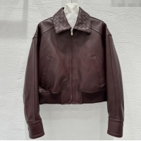 Modern Classic Bottega Veneta Lambskin Leather Jacket BV120263 Burgundy 2025