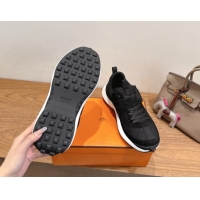 Top Grade Hermes Loop Sneakers in Suede and Knit Mesh with Strap Black 1023021