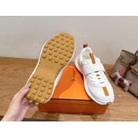 Stylish Hermes Loop Sneakers in Suede and Knit Mesh with Strap White 1023022