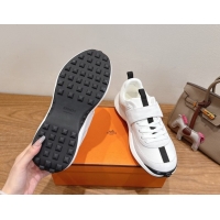 Pretty Style Hermes Loop Sneakers in Suede and Knit Mesh with Strap White4 1023027