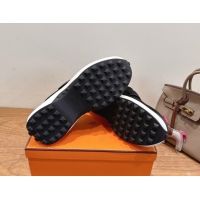 Shop Duplicate Hermes Loop Sneakers in Suede and Knit Mesh with Strap Black6 1023028