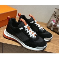 Good Quality Hermes Leader Sneakers in Suede and Mesh Black 1023029