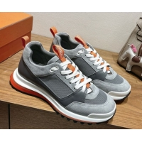 Grade Quality Hermes Leader Sneakers in Suede and Mesh Dark Grey 1023030