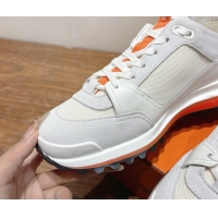 Top Grade Hermes Leader Sneakers in Suede and Mesh White 1023031