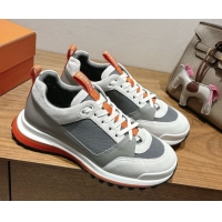 Best Grade Hermes Leader Sneakers in Suede and Mesh Grey 1023032
