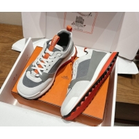 Best Grade Hermes Leader Sneakers in Suede and Mesh Grey 1023032