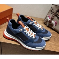 Purchase Hermes Leader Sneakers in Suede and Mesh Dark Blue 1023033