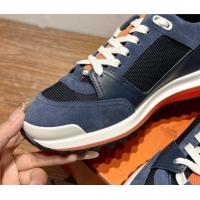 Purchase Hermes Leader Sneakers in Suede and Mesh Dark Blue 1023033
