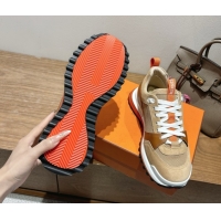 Charming Hermes Leader Sneakers in Suede and Mesh Brown 1023034