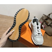 Sumptuous Hermes Leader Sneakers in Suede and Calfskin Leather Grey 1023035