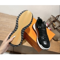Stylish Hermes Leader Sneakers in Suede and Calfskin Leather Black 1023036