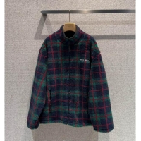 Famous Brand Miu Miu Checked Teddy Zipper Jacket M112723 Green 2025