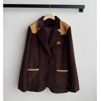 Buy Discount Miu Miu Corduroy and Suede Jacket MM120107 Brown 2025