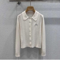 ​Luxury Cheap Miu Miu Cashmere Silk Cardigan MM120110 White 2025