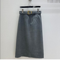 Traditional Discount Miu Miu Wool Blend Skirt MM1202 Grey 2025