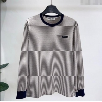 Trendy Design Miu Miu Striped Cotton T-Shirt MM120215 Grey 2025