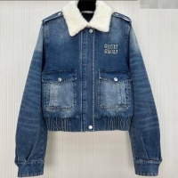 Luxury Discount Miu Miu Denim Quilted Jacket MM120218 Blue 2025