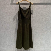 Luxury Discount Miu Miu Wool Knit Dress MM120223 Green 2025