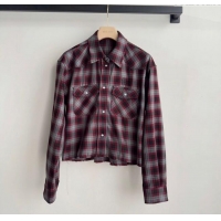 Luxury Cheap Miu Miu Wool Plaid Shirt MM120225 Red 2025