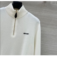 Luxury Discount Miu Miu Cashmere Polo Shirt MM120234 White 2025