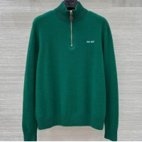 Affordable Price Miu Miu Cashmere Polo Shirt MM120234 Green 2025
