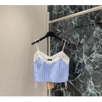 Luxury Discount Miu Miu Striped Vest MM120299 Blue 2025