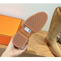 Best Price Hermes High Platform Boots in Suede with Kelly Strap Beige H102301 1023061