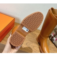 Top Grade Hermes High Platform Boots in Calfskin Leather with Kelly Strap Light Brown H102301 1023064