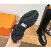 Grade Quality Hermes High Platform Boots in Calfskin Leather with Kelly Strap Black 2025 H102301 1023065