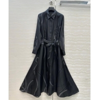 Buy Inexpensive Hermes Silk Shirt Dress HS120102 Black 2025
