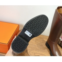 Fashion Luxury Hermes High Platform Boots in Calfskin Leather with Kelly Strap Dark Brown H102301 51023066