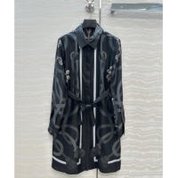 Best Product Hermes Silk Shirt Dress HS120103 Black 2025