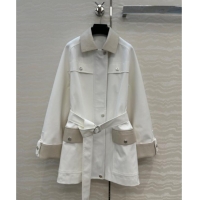 Well Crafted Hermes Cotton and Goatskin Leather Coat HS120241 White 2025