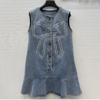 Famous Brand Chanel Denim Dress with Bow CH112801 Blue 2025