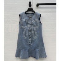 Famous Brand Chanel Denim Dress with Bow CH112801 Blue 2025
