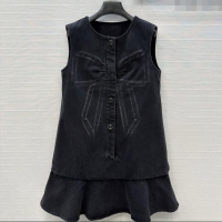 Grade Design Chanel Denim Dress with Bow CH112802 Black 2025