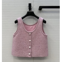 Super Quality Chanel Tweed & Lace Vest CH112804 Pink 2025