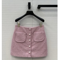 Famous Brand Chanel Tweed & Lace Skirt CH112805 Pink 2025