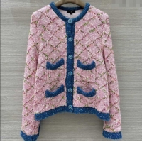 Luxury Cheap Chanel Knit Cardigan CH112711 Pink/Blue 2025