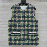 Top Quality Chanel Wool Blend Tweed Vest CH120101 Green 2025