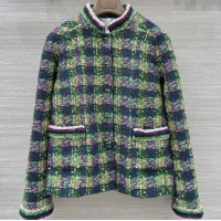 Good Quality Chanel Wool Blend Tweed Jacket CH120101 Green 2025