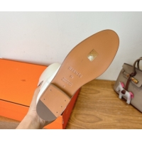 Good Quality Hermes Jumping High Flat Boots in Calfskin Leather with Kelly Buckle Strap White H102302 1023077