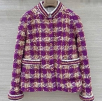 Promotional Chanel Wool Blend Tweed Jacket CH120101 Fuchsia Pink 2025