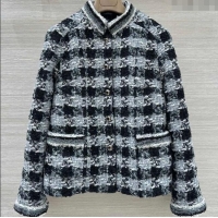 Top Quality Chanel Wool Blend Tweed Jacket CH120101 Black/Grey 2025