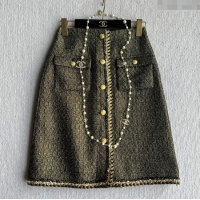 Buy Fashionable Chanel Tweed Skirt CH120102 Green 2025