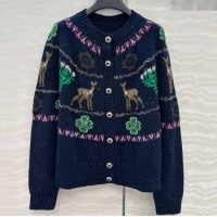 Reasonable Price Chanel Wool Cashmere Cardigan CH120125 Dark Blue 2025