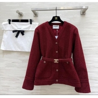 Luxury Cheap Chanel Tweed Jacket CH120272 Red 2025